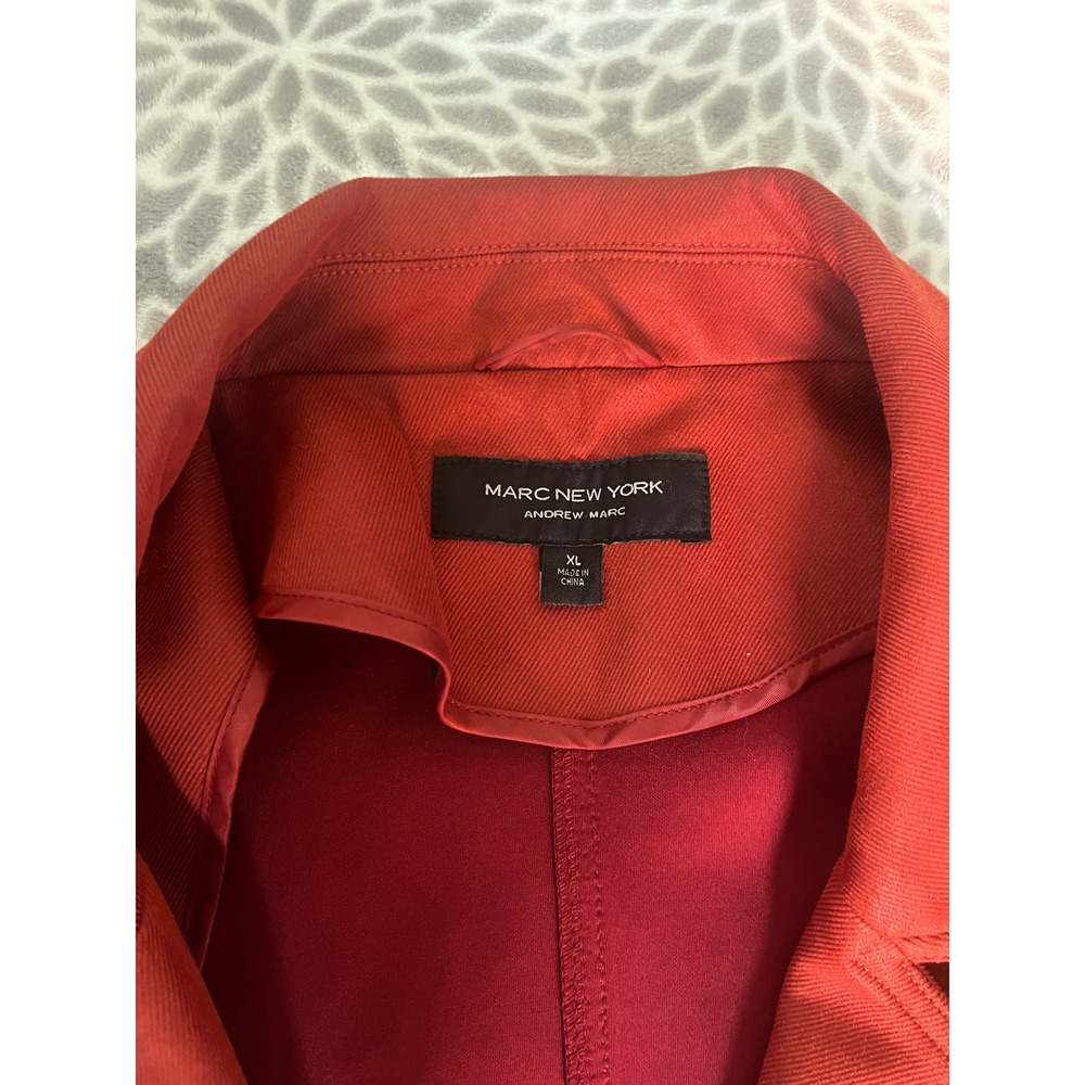 Andrew Marc New York Jacket Faux Suede Burnt Orange Rust Midi Coat Women Size XL - Picture 2 of 7